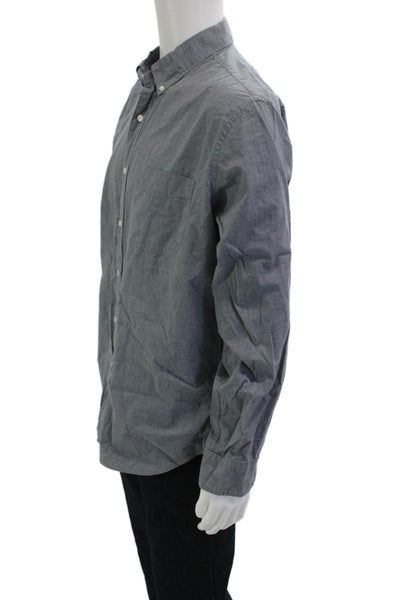 J Crew Mens Cotton Long Sleeve Collared Button-Down Shirt Gray Size L
