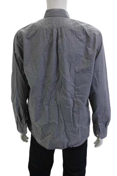 J Crew Mens Cotton Long Sleeve Collared Button-Down Shirt Gray Size L