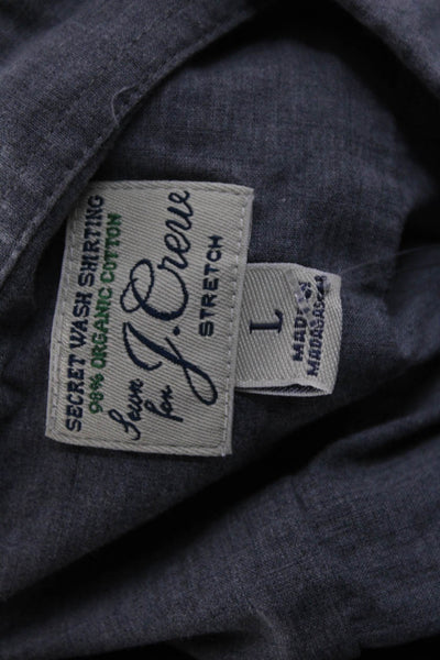 J Crew Mens Cotton Long Sleeve Collared Button-Down Shirt Gray Size L