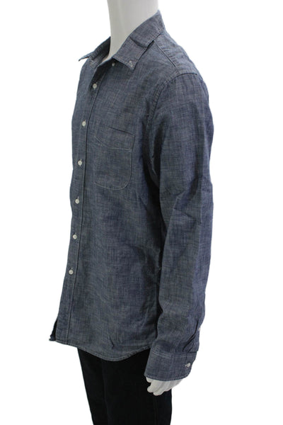 J Crew Mens Cotton Long Sleeve Collared Button-Down Shirt Blue Size L