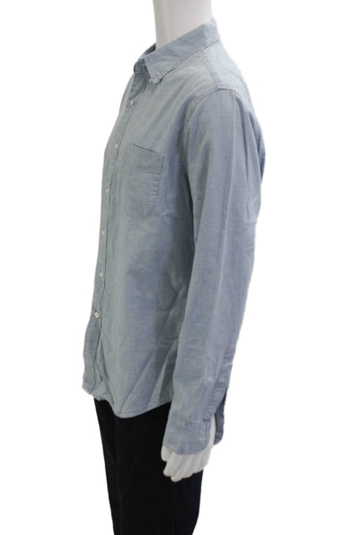 J Crew Mens Cotton Long Sleeve Collared Button-Down Shirt Blue Size XL
