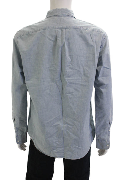 J Crew Mens Cotton Long Sleeve Collared Button-Down Shirt Blue Size XL