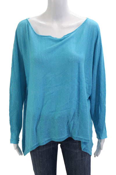 Acrobat Womens Basic 100% Linen Blue Long Sleeve Blouse Size XS