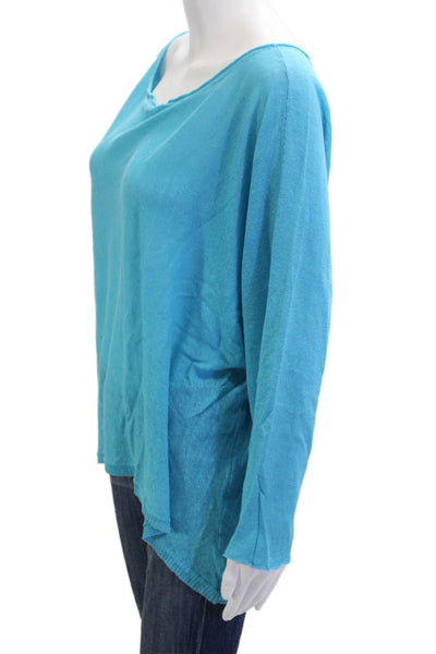 Acrobat Womens Basic 100% Linen Blue Long Sleeve Blouse Size XS