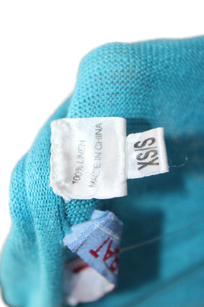 Acrobat Womens Basic 100% Linen Blue Long Sleeve Blouse Size XS