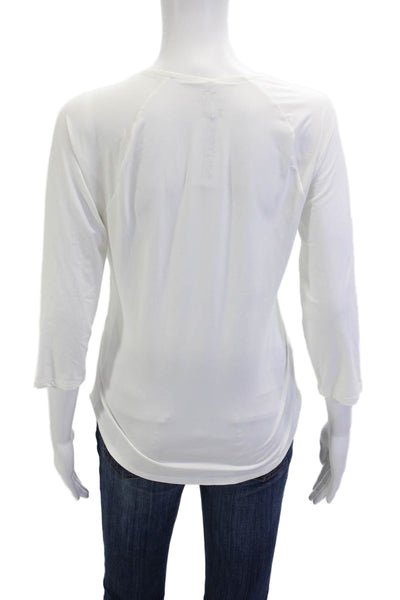 Nike Womens Basic White V-Neck 3/4 Sleeve T-Shirt Size M