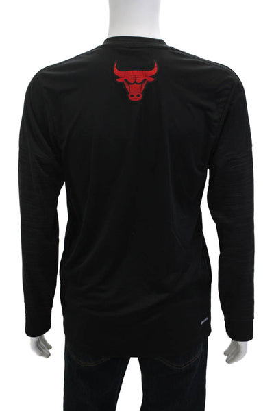 Adidas Mens Black V-Neck Graphic Long Sleeve Polyester T-Shirt Size M