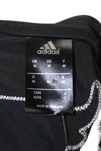 Adidas Mens Black V-Neck Graphic Long Sleeve Polyester T-Shirt Size M