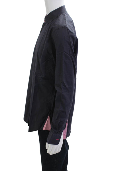 Boss Hugo Boss Mens Cotton Long Sleeve Button Down Shirt Dark Blue Size 16