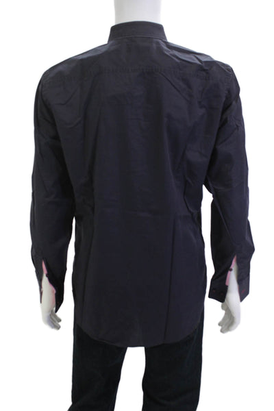 Boss Hugo Boss Mens Cotton Long Sleeve Button Down Shirt Dark Blue Size 16
