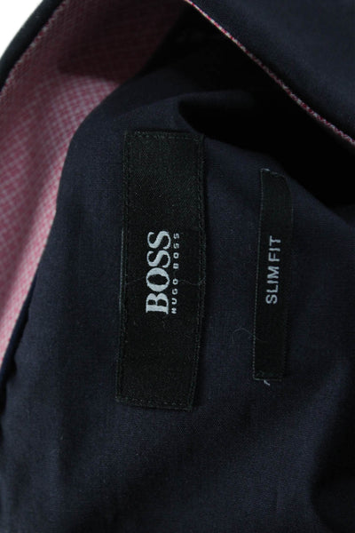 Boss Hugo Boss Mens Cotton Long Sleeve Button Down Shirt Dark Blue Size 16