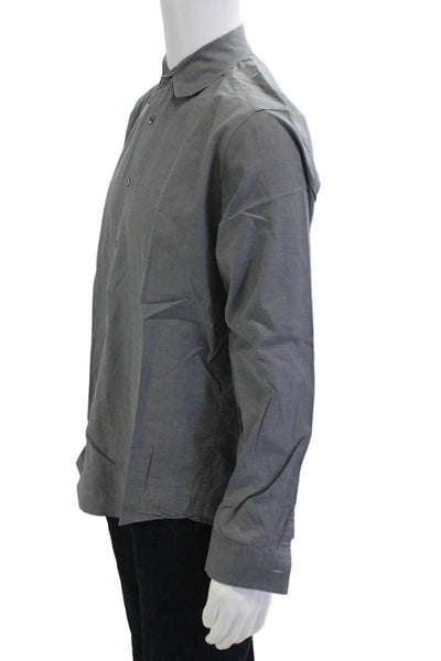 Theory Mens Cotton Collared Long Sleeve Button Down Shirt Gray Size M