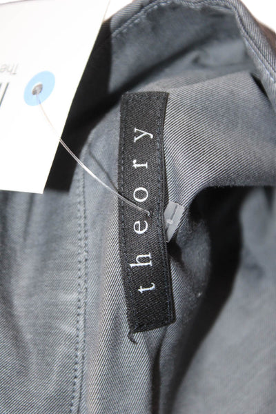 Theory Mens Cotton Collared Long Sleeve Button Down Shirt Gray Size M