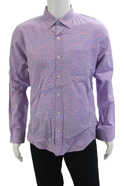 Bonobos Mens Cotton Collared Botanical Print Button Down Shirt Pink Size M