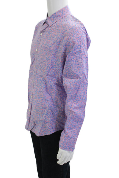 Bonobos Mens Cotton Collared Botanical Print Button Down Shirt Pink Size M
