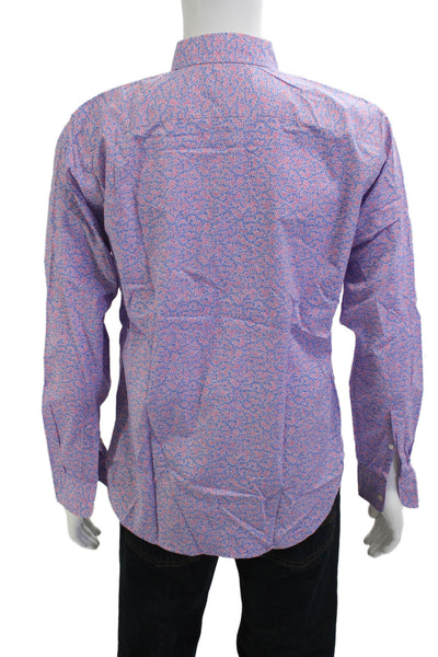 Bonobos Mens Cotton Collared Botanical Print Button Down Shirt Pink Size M