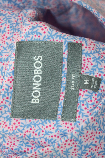 Bonobos Mens Cotton Collared Botanical Print Button Down Shirt Pink Size M