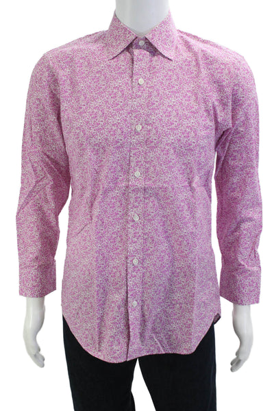 Bonobos Mens Cotton Collared Floral Print Button Down Shirt Pink Size 32