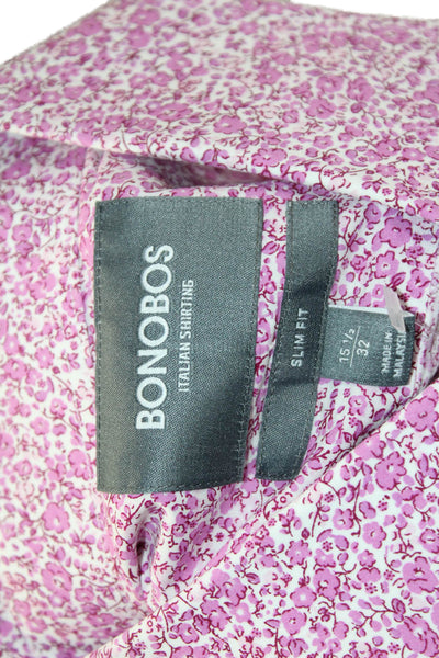 Bonobos Mens Cotton Collared Floral Print Button Down Shirt Pink Size 32