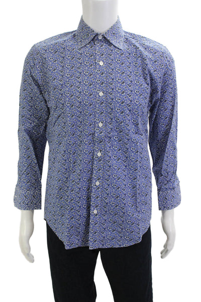 Bonobos Mens Cotton Collared Long Sleeve Floral Button Down Shirt Blue Size 32