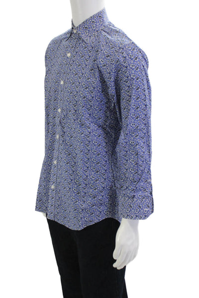 Bonobos Mens Cotton Collared Long Sleeve Floral Button Down Shirt Blue Size 32