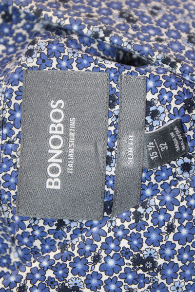 Bonobos Mens Cotton Collared Long Sleeve Floral Button Down Shirt Blue Size 32