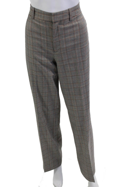 Zara Unisex Dress Pants Gray Plaid Cotton Blend Button Inseam 33 Size XS