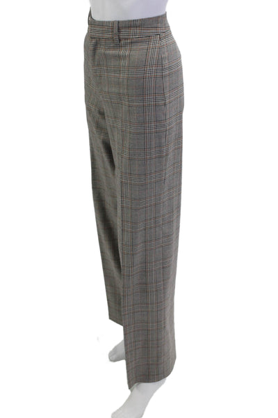 Zara Unisex Dress Pants Gray Plaid Cotton Blend Button Inseam 33 Size XS