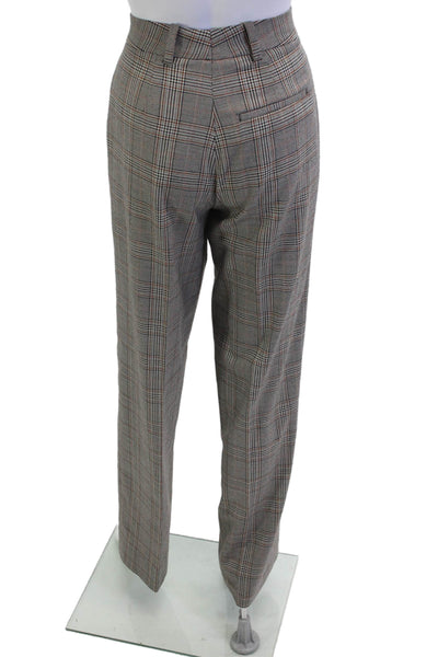 Zara Unisex Dress Pants Gray Plaid Cotton Blend Button Inseam 33 Size XS