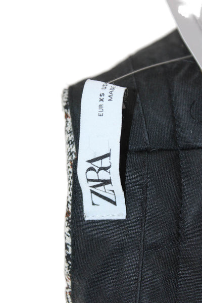 Zara Unisex Dress Pants Gray Plaid Cotton Blend Button Inseam 33 Size XS