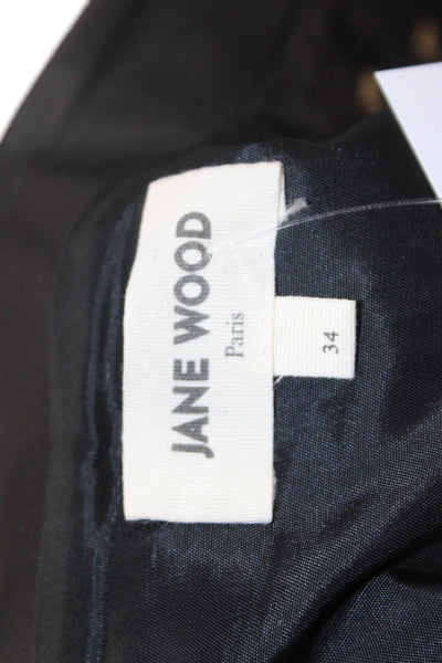 Jane Wood Womens Collared Sleeveless Black Jumpsuit Polyurethane Size 34