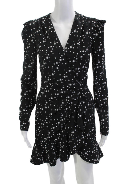 Jonathan Simkhai Women Wrap Dress Black V-Neck Long Sleeve Knee Length Size 2