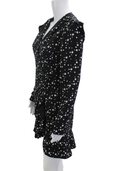 Jonathan Simkhai Women Wrap Dress Black V-Neck Long Sleeve Knee Length Size 2