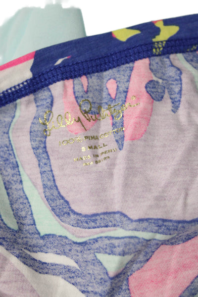 Lilly Pulitzer Womens T-Shirt Dress Floral Multi Cotton 3/4 Sleeve Size S