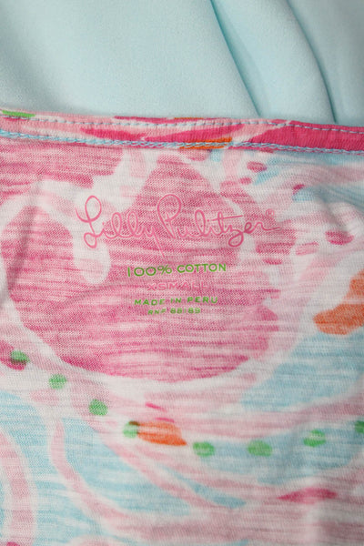 Lilly Pulitzer Womens T-Shirt Dress Floral Multi Cotton 3/4 Sleeve Size S