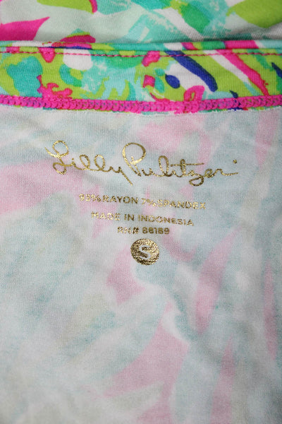 Lilly Pulitzer Womens Shift Dress Green Floral 3/4 Sleeve Knee Length Size S