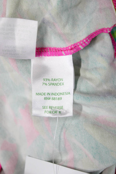 Lilly Pulitzer Womens Shift Dress Green Floral 3/4 Sleeve Knee Length Size S