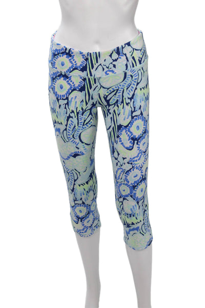 Lilly Pulitzer Women Blue Floral Capri Leggings Size M