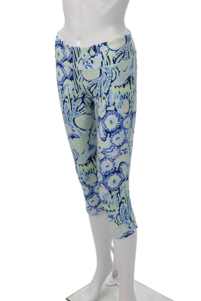 Lilly Pulitzer Women Blue Floral Capri Leggings Size M