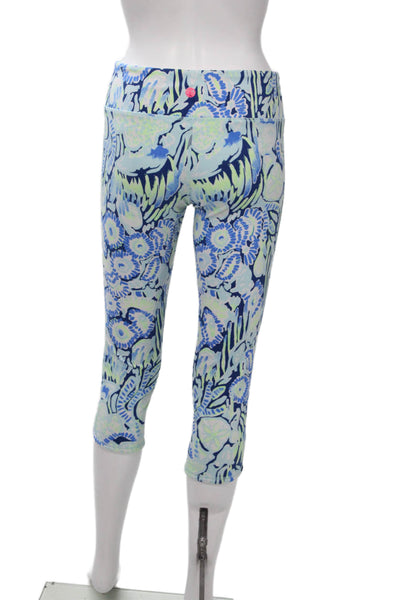 Lilly Pulitzer Women Blue Floral Capri Leggings Size M