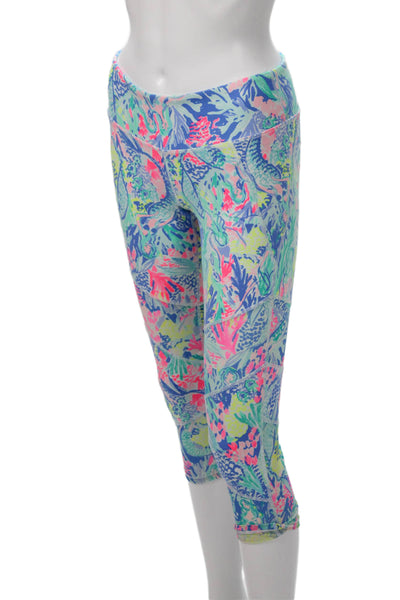 Lilly Pulitzer Womens Capri Floral Leggings Blue Size M