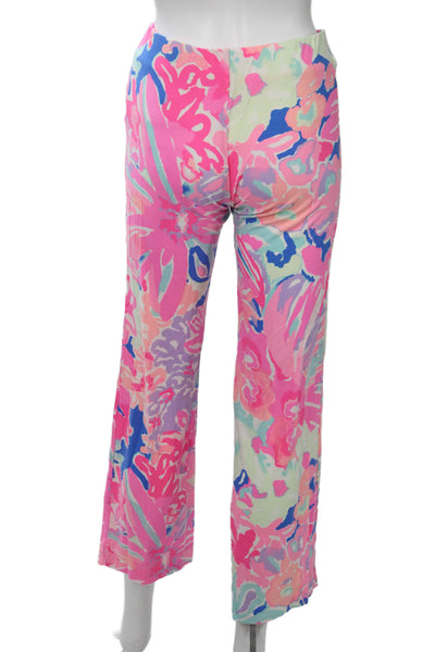 Lilly Pulitzer Women Blue Floral Pants Rayon Spandex Size S