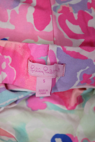 Lilly Pulitzer Women Blue Floral Pants Rayon Spandex Size S