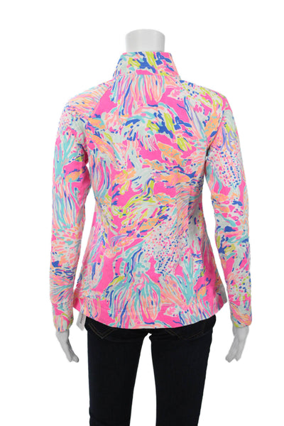 Lilly Pulitzer Women Sweatshirt Pink Mock Neck Long Sleeve Cotton Size S