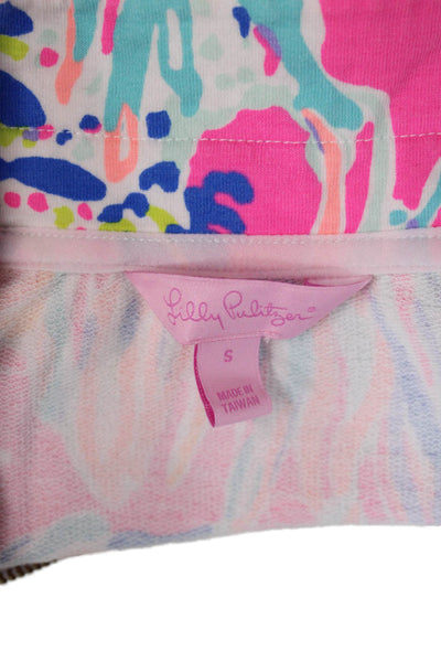 Lilly Pulitzer Women Sweatshirt Pink Mock Neck Long Sleeve Cotton Size S