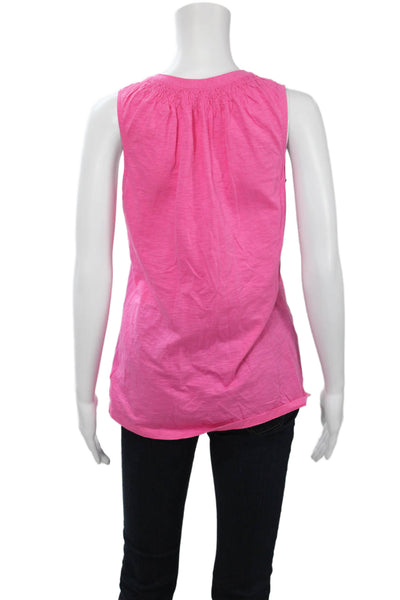 Lilly Pulitzer Women V-Neck Sleeveless Pink Pima Cotton Basic Tank Size S