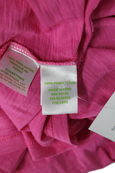 Lilly Pulitzer Women V-Neck Sleeveless Pink Pima Cotton Basic Tank Size S