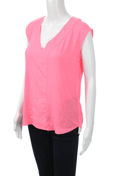 J Crew Women Sleeveless V Neck Pink Polyester Blouse Size XS