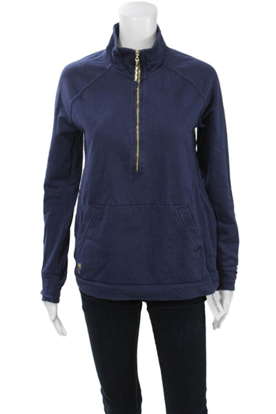 Lilly Pulitzer Womens Henley Sweatshirts Dark Blue Zip Long Sleeve Size S