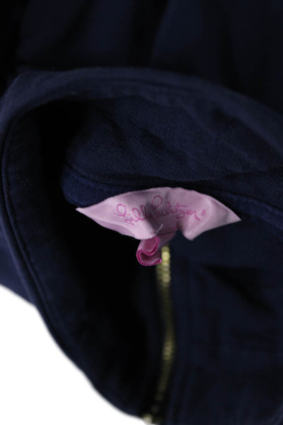 Lilly Pulitzer Womens Henley Sweatshirts Dark Blue Zip Long Sleeve Size S